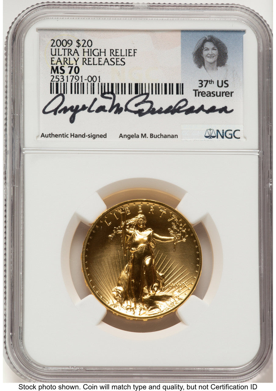 2009 G$20 Ultra High Relief ER Angela Buchanan NGC MS70