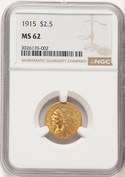 1915 $2.50 Indian Quarter Eagle NGC MS62