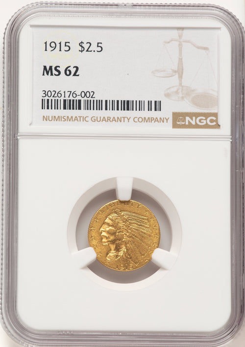 1915 $2.50 Indian Quarter Eagle NGC MS62