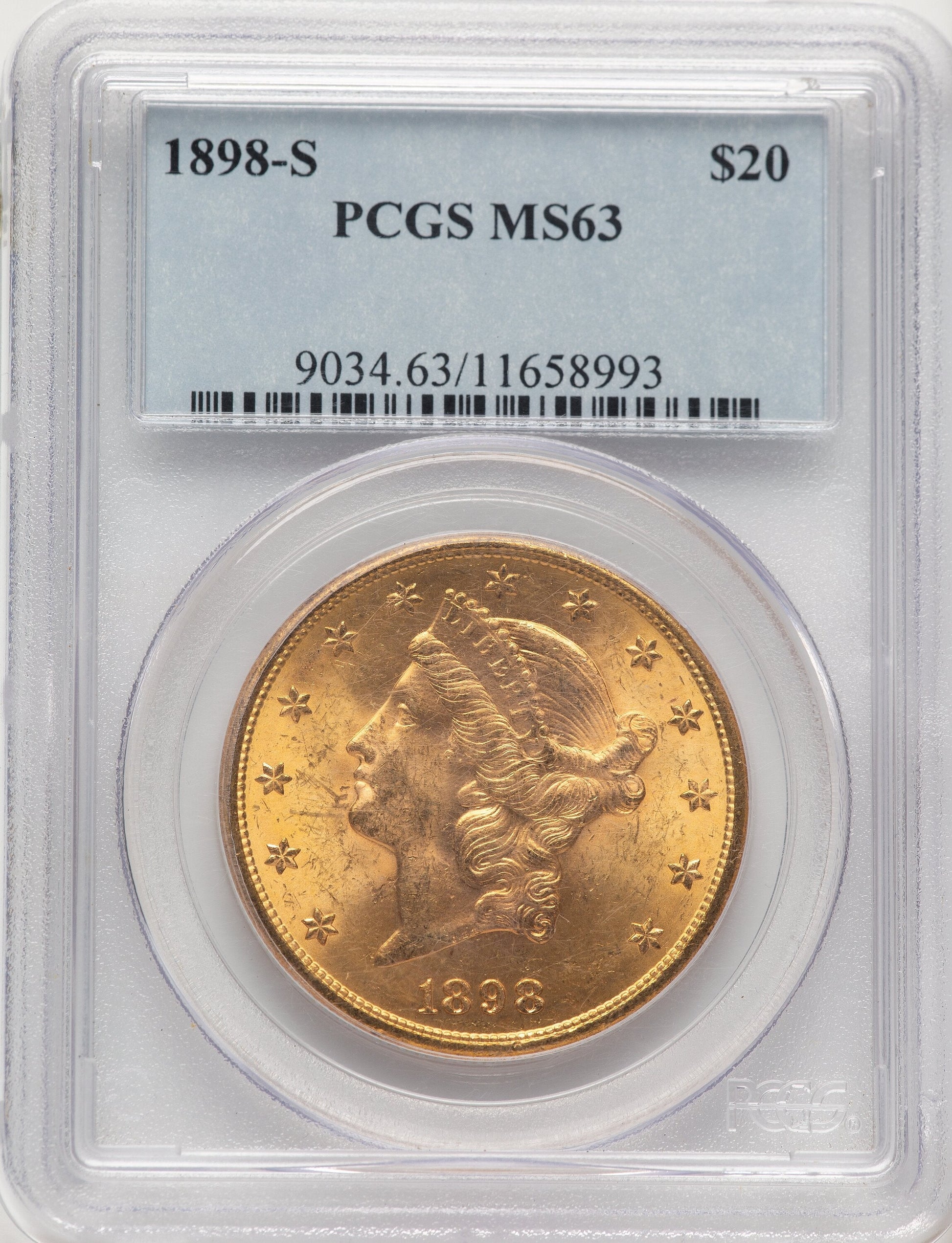 1898-S $20 Liberty Double Eagle PCGS MS63