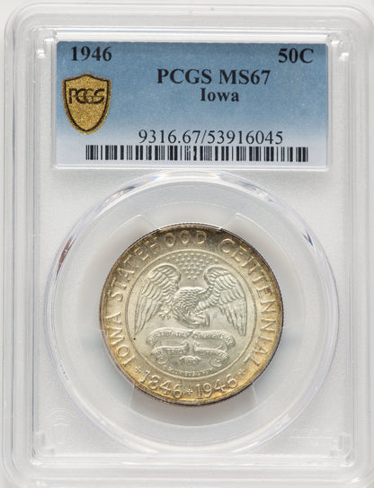 1946 50C Iowa Commemorative Silver PCGS MS67