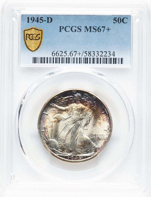 1945-D 50C Walking Liberty Half Dollar PCGS MS67+