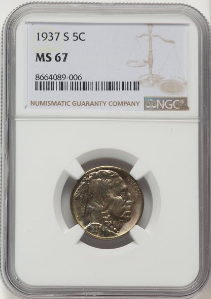 1937-S 5C Buffalo Nickel NGC MS67