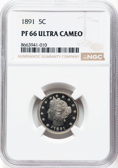 1891 5C Proof Liberty Nickel NGC PR66