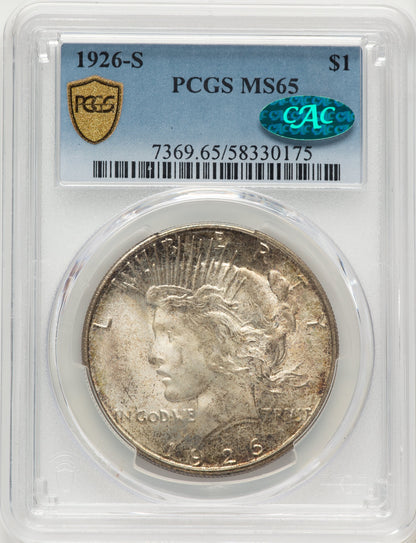 1926-S CAC Peace Dollar PCGS MS65
