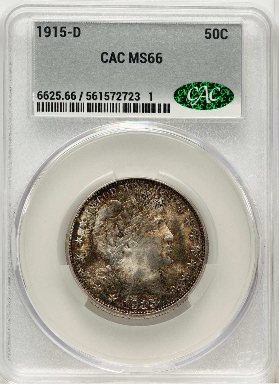 1915-D 50C Barber Half Dollar CACG MS66