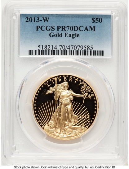 2013-W Proof Gold Eagle 1 oz Blue Gradient PCGS PR70