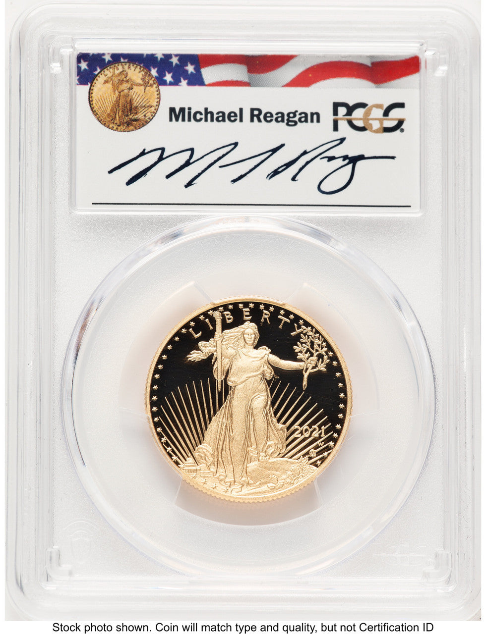 2021-W Type 2 Proof Gold Eagle 1/2 oz FDI Reagan Legacy Series Michael Reagan PCGS PR70