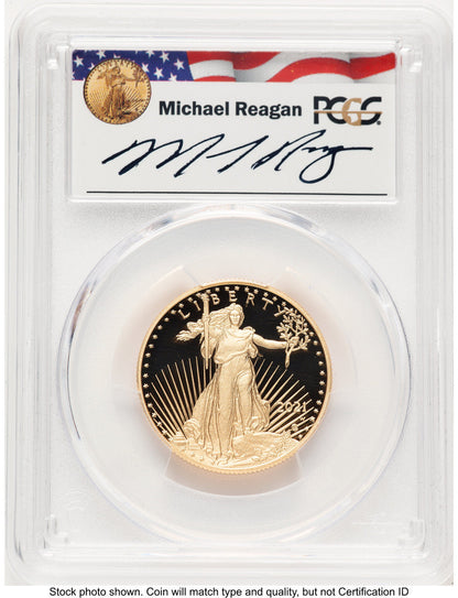 2021-W Type 2 Proof Gold Eagle 1/2 oz FDI Reagan Legacy Series Michael Reagan PCGS PR70