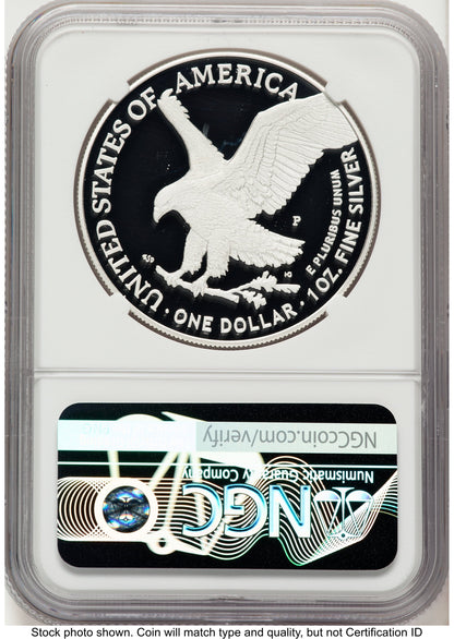2025-P Proof Silver Eagle Privy U.S. Marine Corps 250th Anniversary 1 oz AR Jeff Garrett Red Book NGC PF70