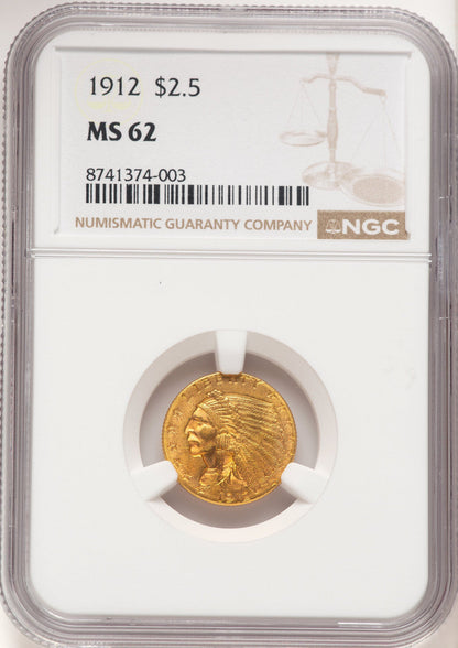 1912 $2.50 Indian Quarter Eagle NGC MS62 (523003004)