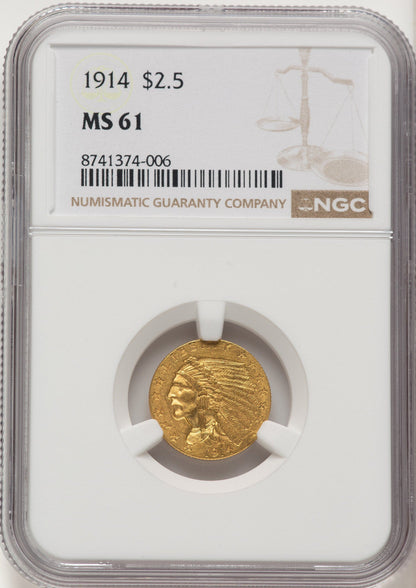 1914 $2.50 Indian Quarter Eagle NGC MS61 (523003005)
