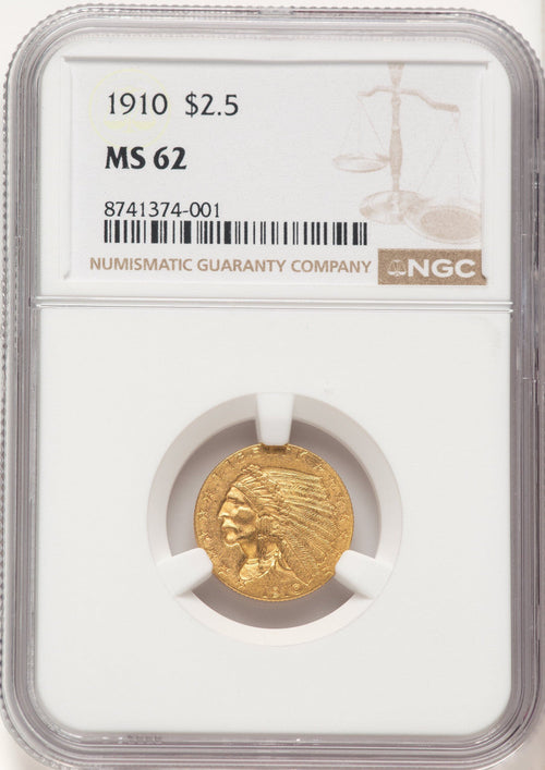 1910 $2.50 Indian Quarter Eagle NGC MS62 (523003007)