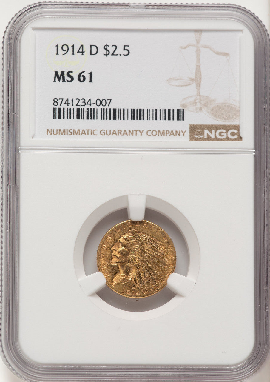 1914-D $2.50 Indian Quarter Eagle NGC MS61 (523003009)