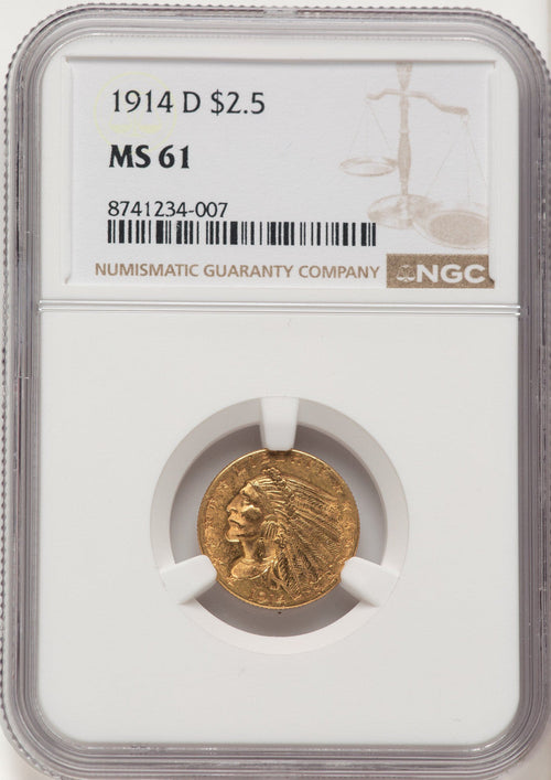 1914-D $2.50 Indian Quarter Eagle NGC MS61 (523003009)