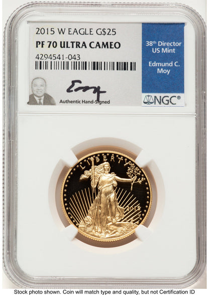 2015-W Proof Gold Eagle 1/2 oz NGC PF70 Ed Moy