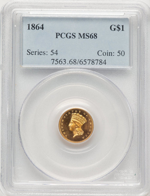 1864 G$1 Gold Dollar PCGS MS68