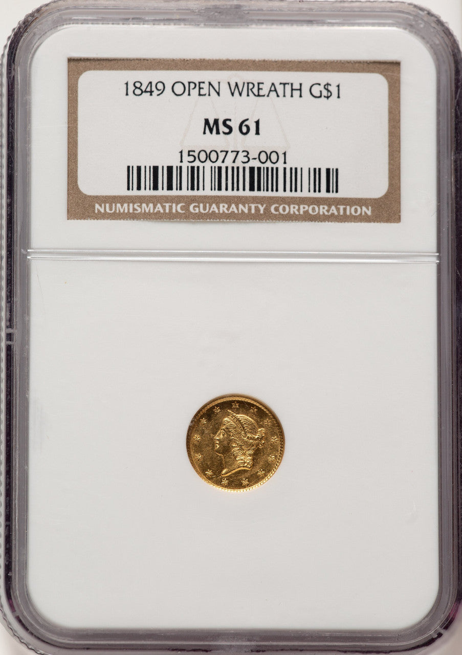 1849 G$1 Gold Dollar NGC MS61