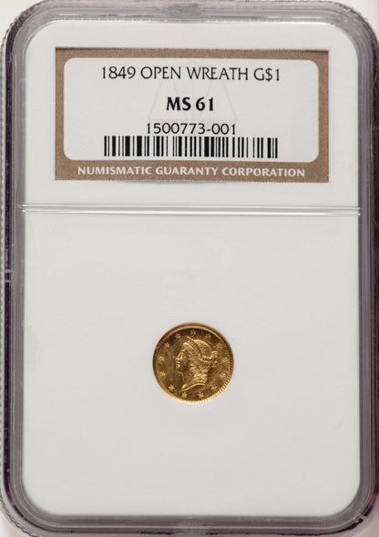 1849 G$1 Gold Dollar NGC MS61