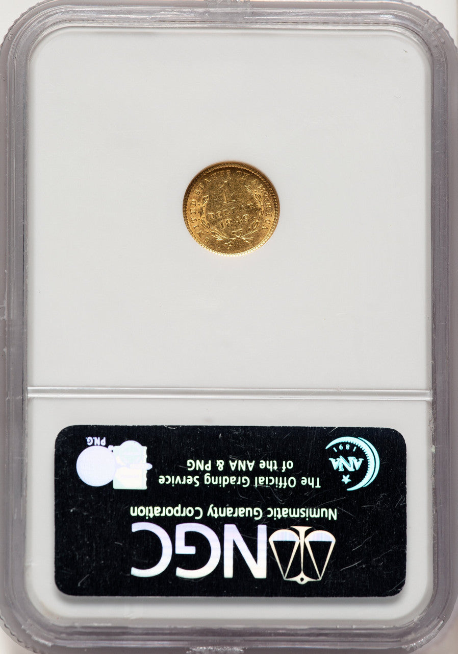 1849 G$1 Gold Dollar NGC MS61