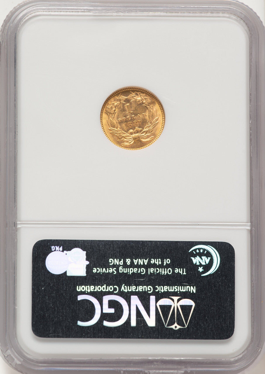 1887 G$1 Gold Dollar NGC MS64