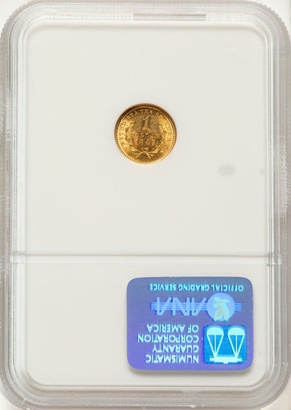 1849 G$1 NO L Gold Dollar NGC MS62
