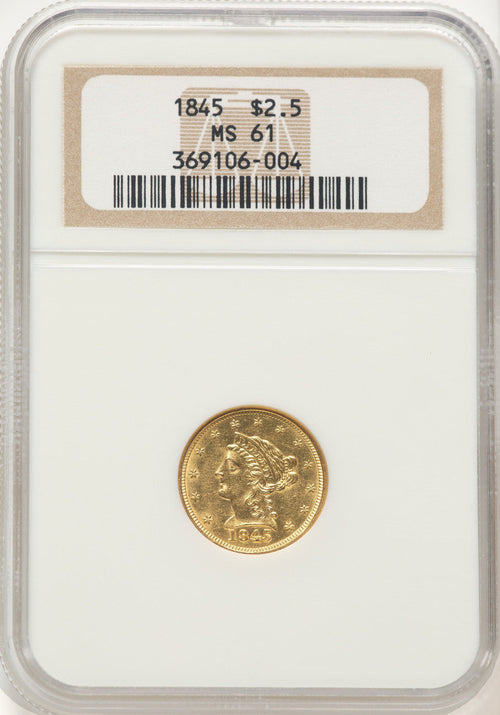 1845 $2.50 Liberty Quarter Eagle NGC MS61