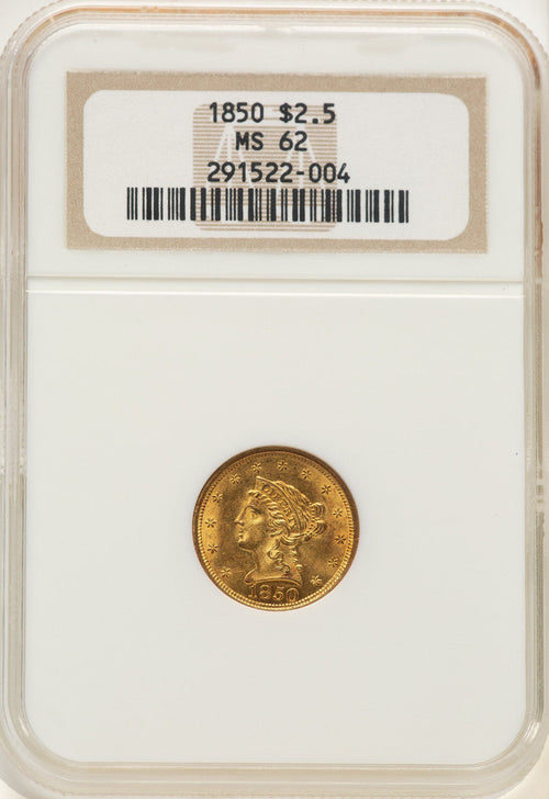 1850 $2.50 Liberty Quarter Eagle NGC MS62