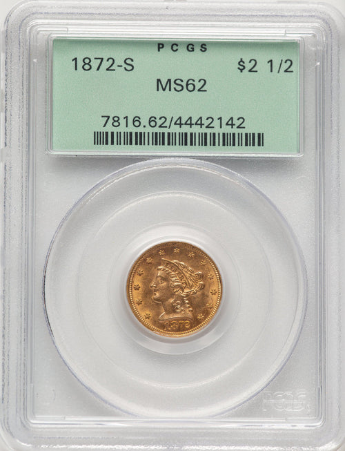 1872-S $2.50 Liberty Quarter Eagle PCGS MS62