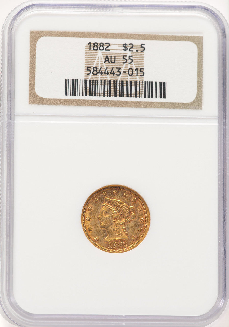 1882 $2.50 Liberty Quarter Eagle NGC AU55