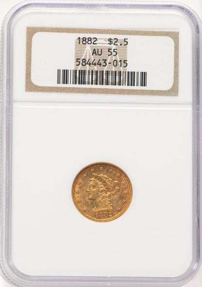 1882 $2.50 Liberty Quarter Eagle NGC AU55