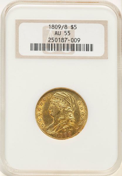 1809/8 $5 BD-1 Early Half Eagle NGC AU55