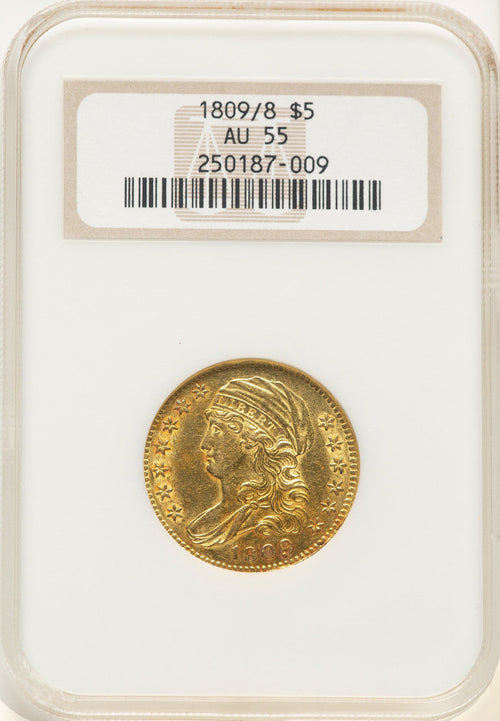 1809/8 $5 BD-1 Early Half Eagle NGC AU55