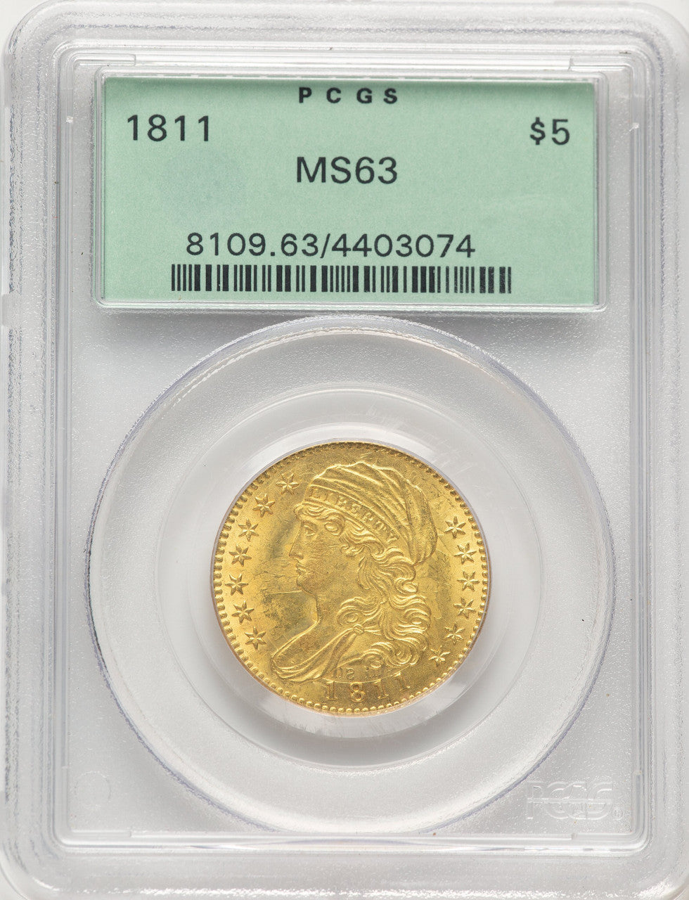 1811 $5 Small 5 Early Half Eagle PCGS MS63