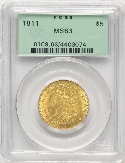 1811 $5 Small 5 Early Half Eagle PCGS MS63