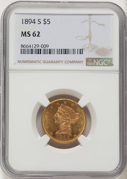 1894-S $5 Liberty Half Eagle NGC MS62