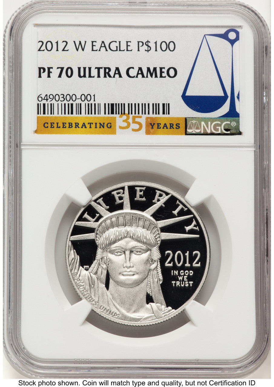 2012-W Proof Platinum Eagle 1 oz Celebrating 35 Years Label NGC PF70