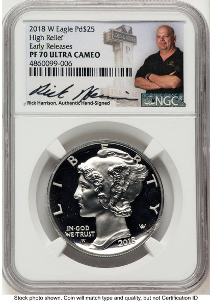 2018-W Palladium Eagle 1 oz 1.00 oz ER Rick Harrison NGC PF70