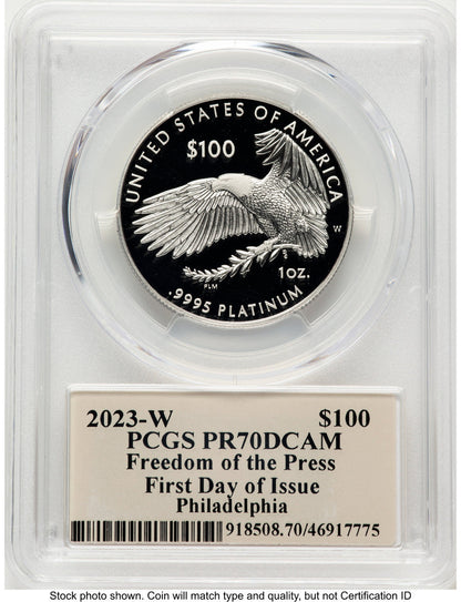 2023-W Proof Platinum Eagle 1 oz FDI Thomas Cleveland Art Deco Philadelphia PCGS PR70