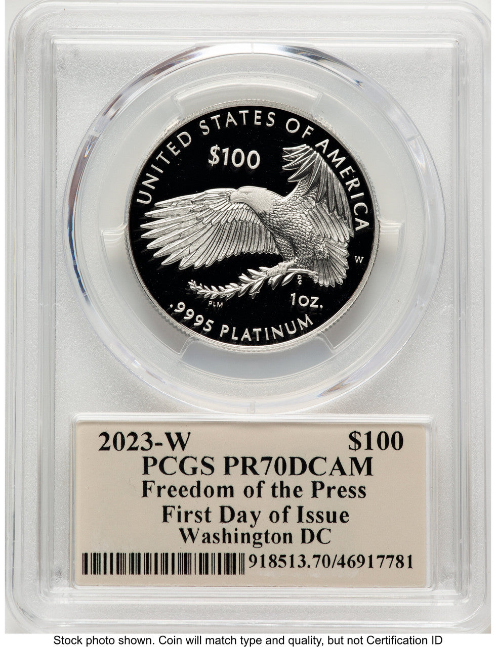 2023-W Proof Platinum Eagle 1 oz FDI Thomas Cleveland Art Deco Washington PCGS PR70