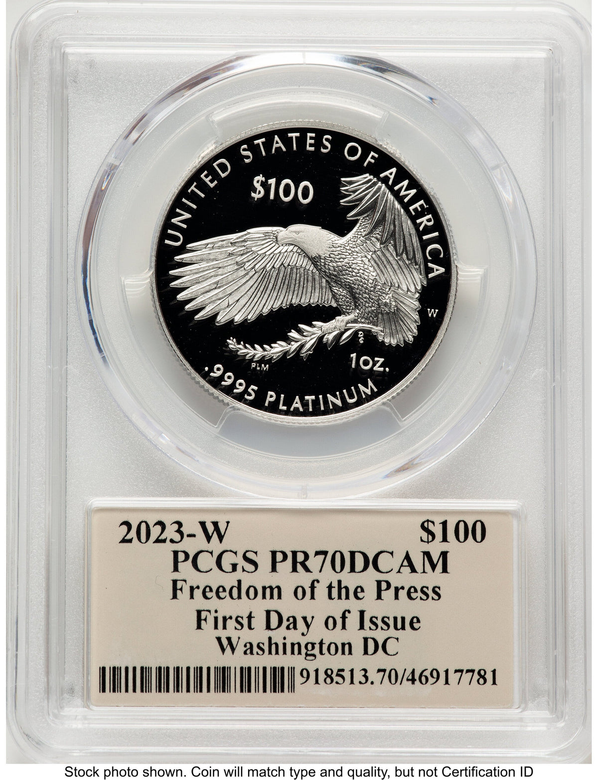 2023-W Proof Platinum Eagle 1 oz FDI Thomas Cleveland Art Deco Washington PCGS PR70