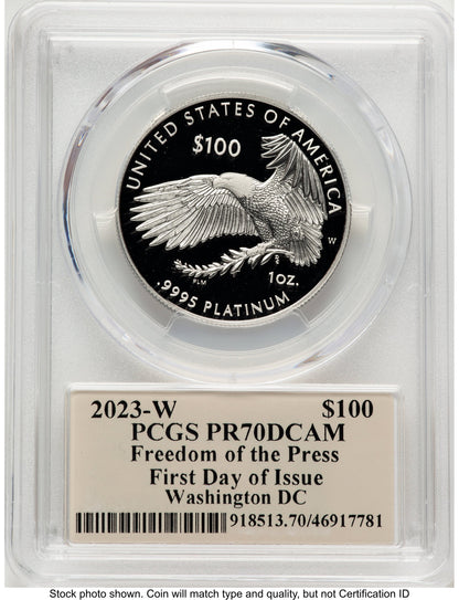 2023-W Proof Platinum Eagle 1 oz FDI Thomas Cleveland Art Deco Washington PCGS PR70
