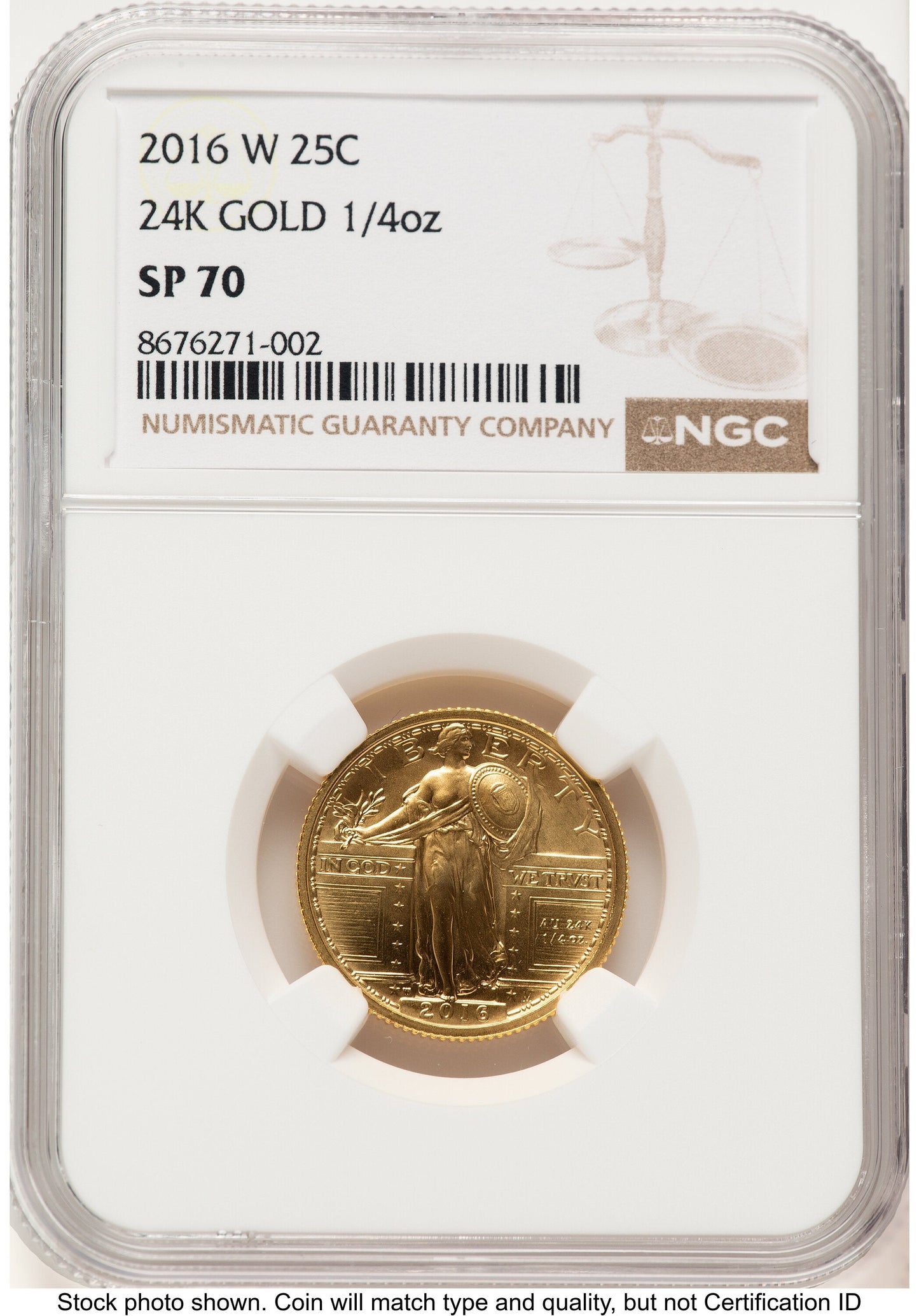 2016-W 25C Standing Liberty 100th Anniversary Gold Centennial Brown Label NGC MS70
