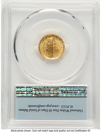 2016-W 10C Mercury Dime 100th Anniversary Gold Centennial FS Flag PCGS MS70