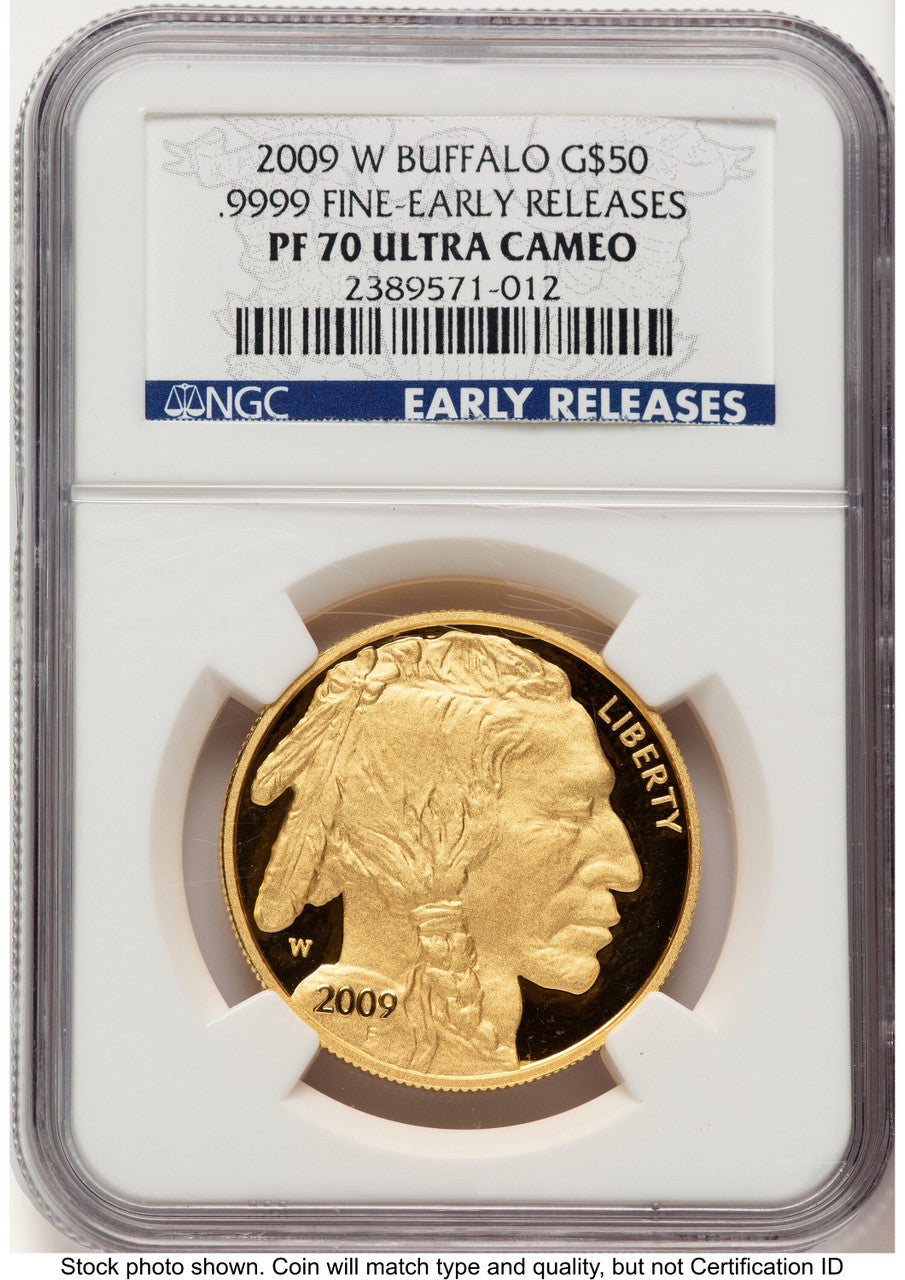 2009-W Proof Gold Buffalo 1 oz ER Blue NGC PF70