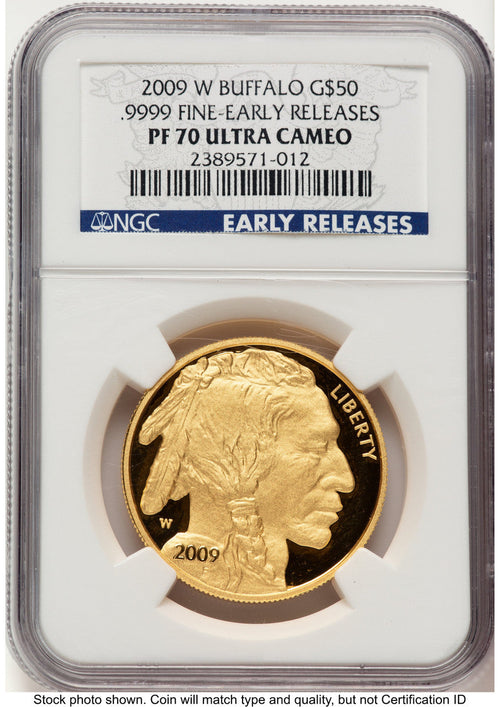 2009-W Proof Gold Buffalo 1 oz ER Blue NGC PF70