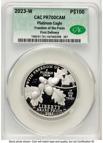 2023-W Proof Platinum Eagle 1 oz First Delivery CACG PR70