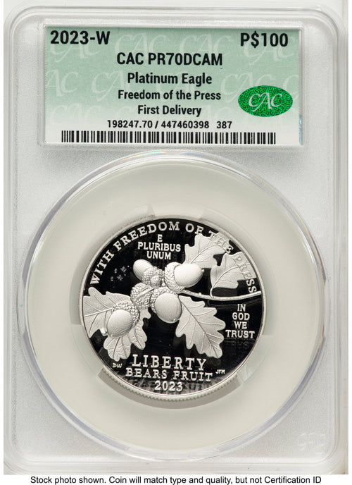 2023-W Proof Platinum Eagle 1 oz First Delivery CACG PR70