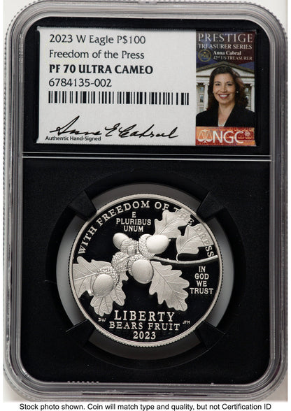 2023-W Proof Platinum Eagle 1 oz Anna Cabral Prestige Treasurer Series NGC PF70