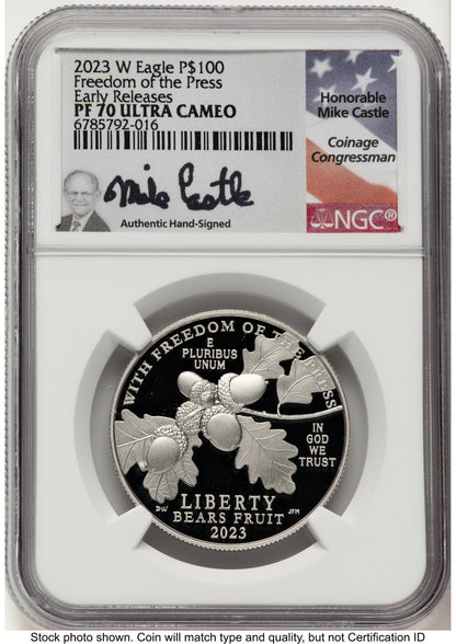 2023-W Proof Platinum Eagle 1 oz ER Mike Castle NGC PF70